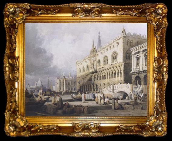 framed  Samuel Prout The Doge s Palace and the Grand Canal,Venice (mk47), ta009-2